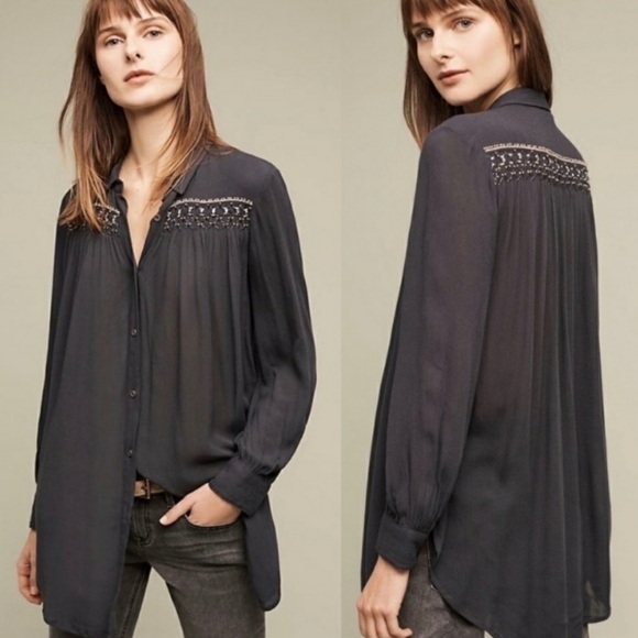 Anthropologie floreat Beulah beaded button tunic▪️size S - Picture 1 of 9